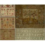ASSORTED ANTIQUE NEEDLWORK, including 17th C.-style petit point panel decorated with a fruiting tree