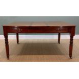 VICTORIAN MAHOGANY PARTNER'S DESK, top with hinged compartments, two frieze drawers either side, 76h
