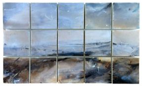 ‡ JAMES CHARLTON series of fifteen oils on panel - semi-abstract coastal scene, unsigned, 47 x 79