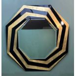 LARGE CONTEMPORARY CHRISTOPHER GUY OCTAGON MIRROR, black lacquer and gilt geometric surround, 103h x