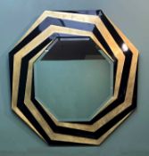 LARGE CONTEMPORARY CHRISTOPHER GUY OCTAGON MIRROR, black lacquer and gilt geometric surround, 103h x