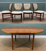 MID-CENTURY CIRCULAR McINTOSH EXTENDING DINING TABLE, 122cms diameter (167cms extended), with four