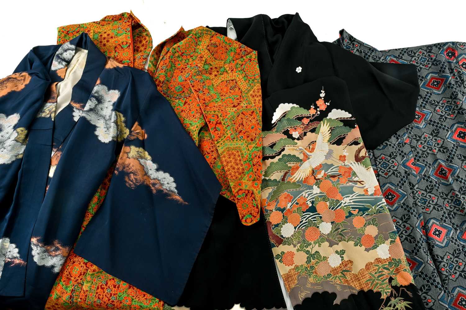 GROUP OF SIX JAPANESE SUMMER KIMONOS, c. 1930s, various printed designs, one machine embroidered, - Image 3 of 3