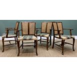 FOUR STYLISH CANED STAINED BEECH ARMCHAIRS, 85h x 58w x 48cms d (4) Provenance: private collection