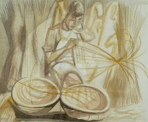 ‡ ERIC MALTHOUSE watercolour - The Basket Maker, 26 x 32cms Provenance: private collection south