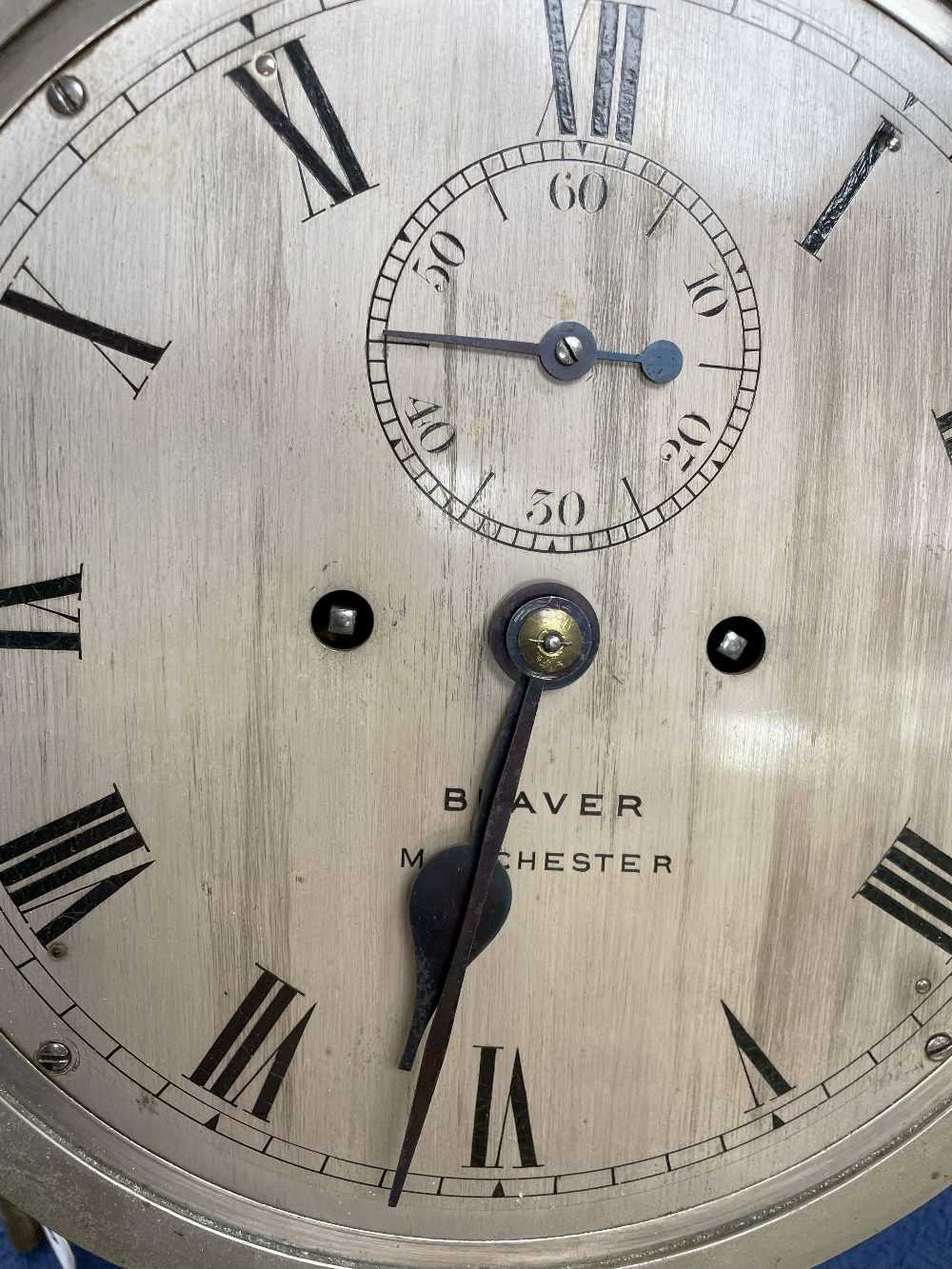 SHIP'S BULKHEAD CLOCK, the dial marked 'Beaver Manchester' with subsidiary seconds dial, two train - Image 3 of 7