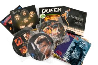 COLLECTION MAINLY QUEEN 7-INCH SINGLES & ALBUMS, including 1984 It's a Hard Life/Is This The World