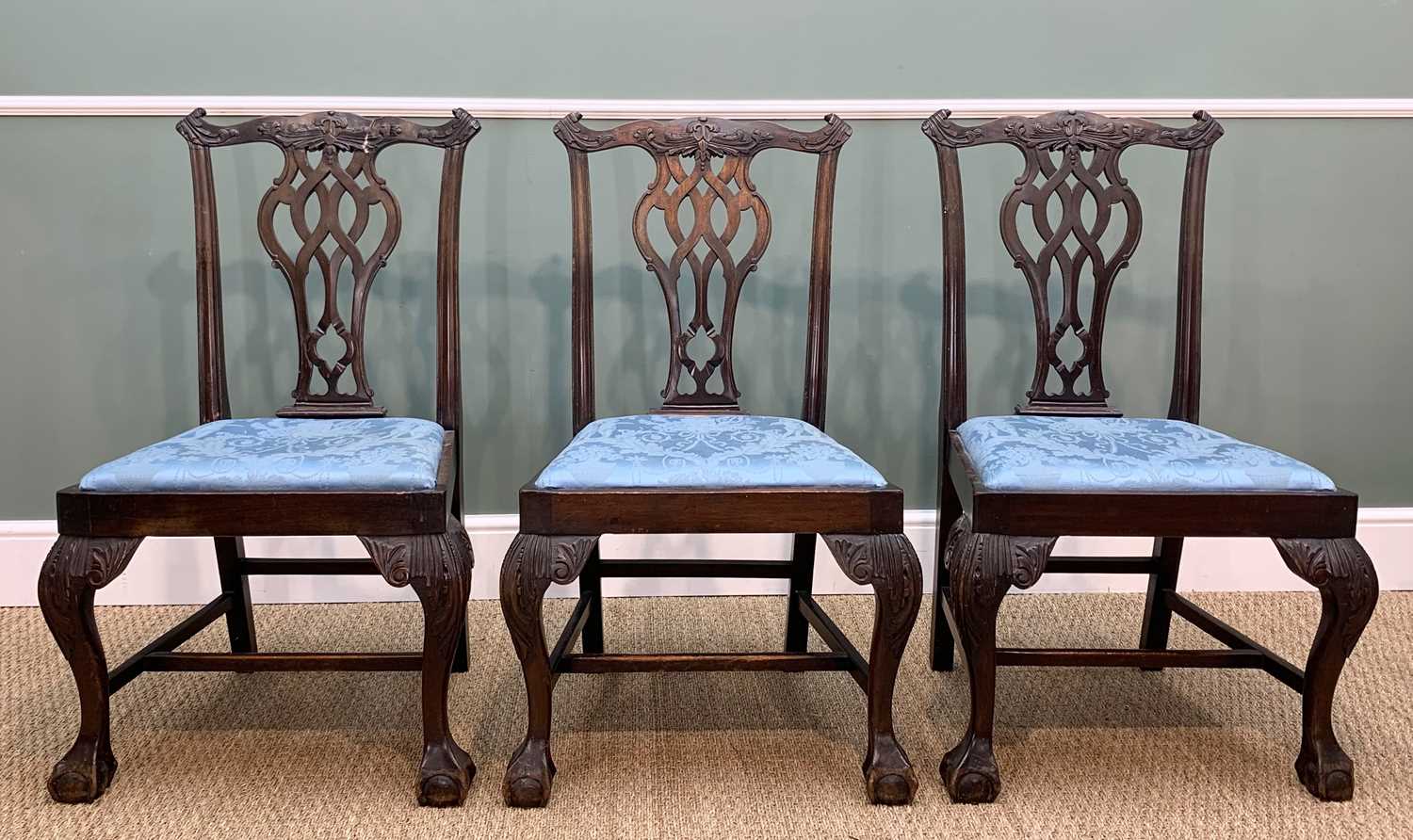 HARLEQUIN SET OF TWELVE DINING CHAIRS early 20th C. comprising eight Chippendale style mahogany - Image 10 of 10