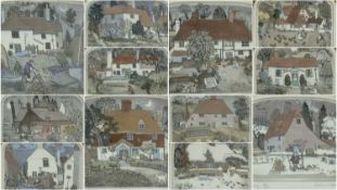 ‡ GRAHAM CLARKE (b.1941) limited edition (141/250) aquatints - Months of the Year, each depicting
