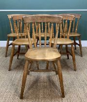 SET SIX BEECH WINDSOR FARMHOUSE CHAIRS, 89h x 54w, 51cms d (6) Provenance: consigned West Wales