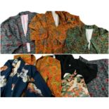 GROUP OF SIX JAPANESE SUMMER KIMONOS, c. 1930s, various printed designs, one machine embroidered,