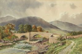 ISAAC COOKE RBA (British, 1846-1922) watercolour - label verso 'Millthrop Bridge, Sedbergh, 1897',