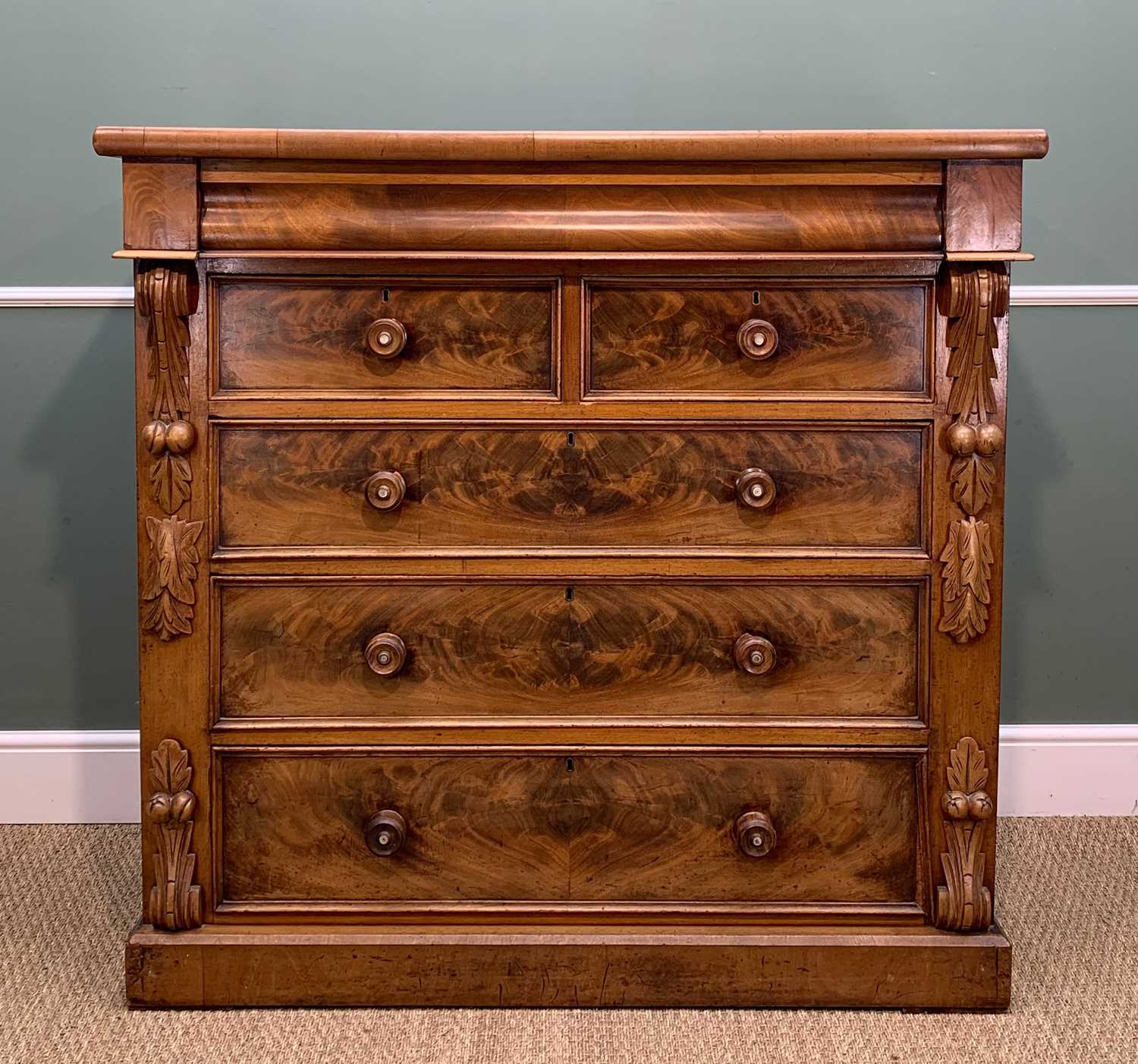 LATE 19TH C. MAHOGANY CHEST, GATELEG TABLE & CHAIRS, the chest north country or Scottish, fitted - Image 2 of 11