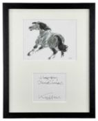 ‡ SIR KYFFIN WILLIAMS RA, autograph and facsimile print - Prancing pony, framed with signed 'Happy