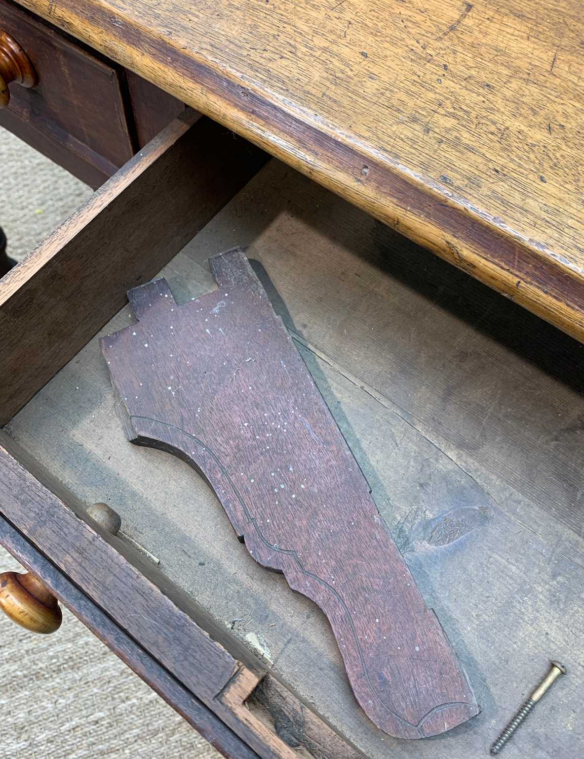 ANTIQUE OAK DROP LEAF TABLE, two frieze drawers, turned legs, 81h x 181w (extended) x 67cms d - Image 7 of 9