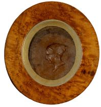 EARLY 19TH C. WAX PORTRAIT MEDALLION - profile head of a Roman girl, probably a souvenir from the