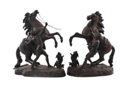 PAIR SPELTER MARLEY HORSES, 49cms h (2) Provenance: private collection south Wales Comments: general
