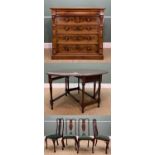 LATE 19TH C. MAHOGANY CHEST, GATELEG TABLE & CHAIRS, the chest north country or Scottish, fitted