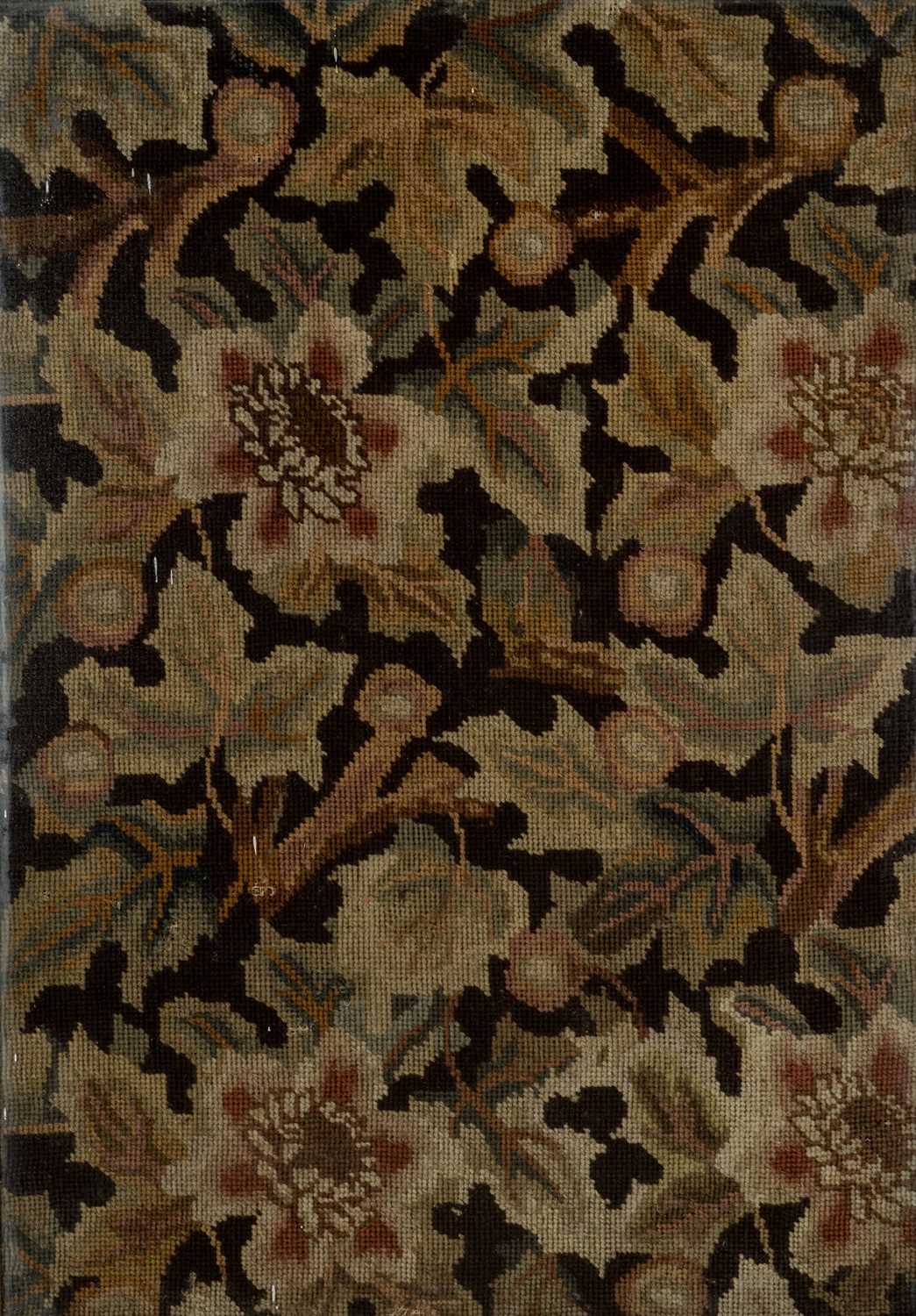 VICTORIAN FLORAL WOOLWORK PANEL, 68 x 48cms together with seven other embroidered and framed panels, - Image 9 of 9