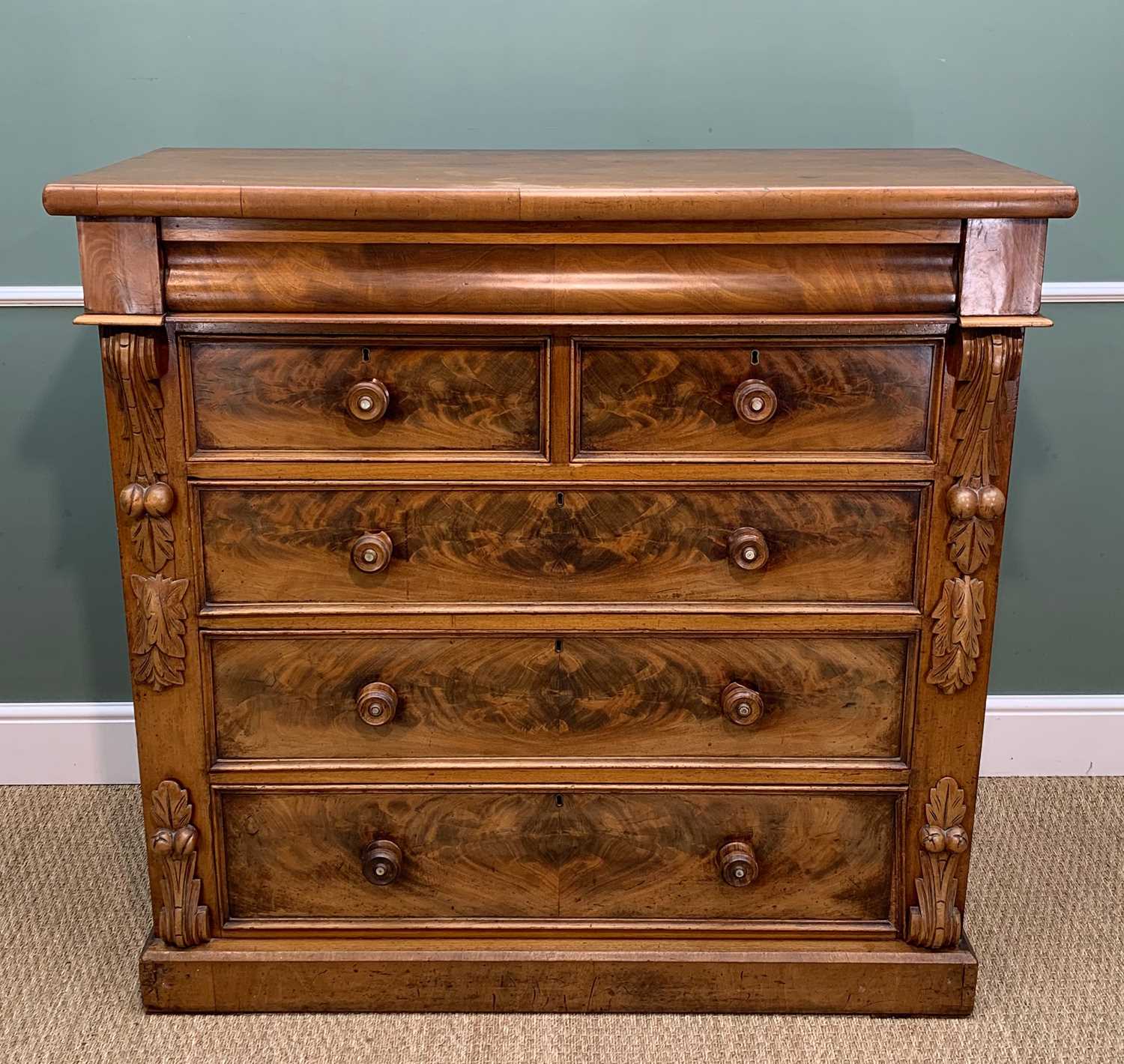 LATE 19TH C. MAHOGANY CHEST, GATELEG TABLE & CHAIRS, the chest north country or Scottish, fitted - Image 4 of 11