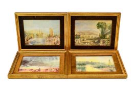 FOUR FRAMED COALPORT PORCELAIN PLAQUES, giclee printed with landscapes after G M W Turner, including