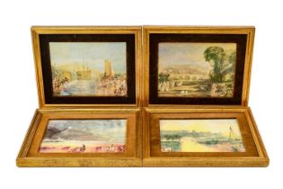 FOUR FRAMED COALPORT PORCELAIN PLAQUES, giclee printed with landscapes after G M W Turner, including