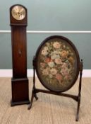 GOOD 19TH C. NEEDLEWORK FIRE SCREEN, oval panel mounted in trestle frame, together with a 1930s