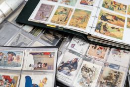 LARGE COLLECTION OF VINTAGE POSTCARDS contained in five large green postcard albums and loose