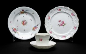 THREE ITEMS OF WELSH PORCELAIN circa 1817-1822, comprising (1) Nantgarw moulded border plate,
