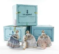 THREE LLADRO FIGURES, including 'Isabel' Lady with a Fan, 5412, 'Teresa' Lady with Flower Basket,