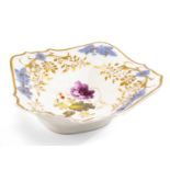 H. & R. DANIEL PORCELAIN DESSERT DISH, c. 1825, of 'cusped' shape, painted with flower spray to