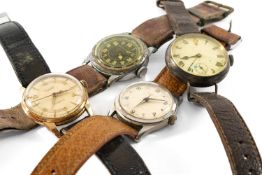 FOUR GENTS WRISTWATCHES comprising vintage Molino pilots wristwatch, stainless steel Gubelin dress