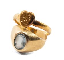 TWO 18CT GOLD RINGS comprising heart ring and gem set ring, 4.2gms gross (2) Provenance: deceased
