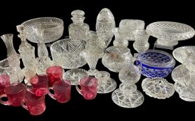 ASSORTED CUT GLASS BOWLS, DISHES, SMALL JUGS ETC Provenance: collection of the Late Dai Evans,