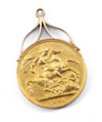 VICTORIAN GOLD SOVEREIGN, 1896, veiled head, pendant mount, 8.3gms Provenance: deceased estate