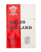 WALES V ENGLAND RUGBY INTERNATIONAL PROGRAMME, Cardiff Arms Park Saturday 16th 1971, signed by