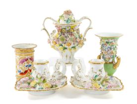 ASSORTED CROWN DERBY, COALPORT & STAFFORDSHIRE CHINA, comprising pair of Coalbrookdale floral