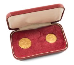 CASED GEORGE V GOLD SOVEREIGN & HALF SOVEREIGN, both dated 1912, 12.0gms gross  Provenance: