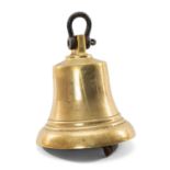 GEORGE VI PERIOD BRONZE SHIP'S BELL, top stamped 'F A S', and with GVIR cypher, with iron loop