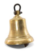 GEORGE VI PERIOD BRONZE SHIP'S BELL, top stamped 'F A S', and with GVIR cypher, with iron loop
