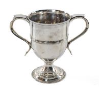 GEORGE III SILVER TWO-HANDLED CUP, probably Peter & William/Anne Bateman, London 1807, banded girdle