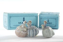 TWO LLADRO 'BALL' FIGURES, including, 'Petite Pair' 5384, and 'Petite Maiden', 5383, both 12cms h (