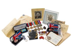 WWII MEDAL GROUP & ASSORTED MILITARIA, relating to Cpl. I. Green, Royal Signals, including medal