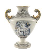 RARE ROYAL DUX NEO-CLASSICAL PORCELAIN VASE, 1860-1918, with moulded mask strap collar, high