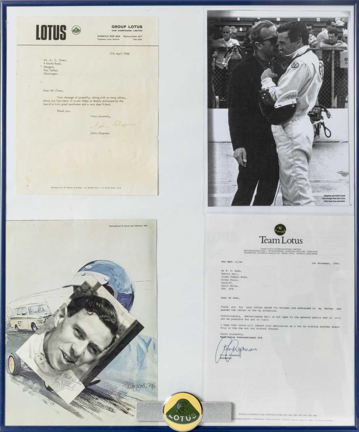 COLIN CHAPMAN/TEAM LOTUS AUTOMOBILIA, comprising two letters, one from Team Lotus, dated 1st - Image 2 of 23