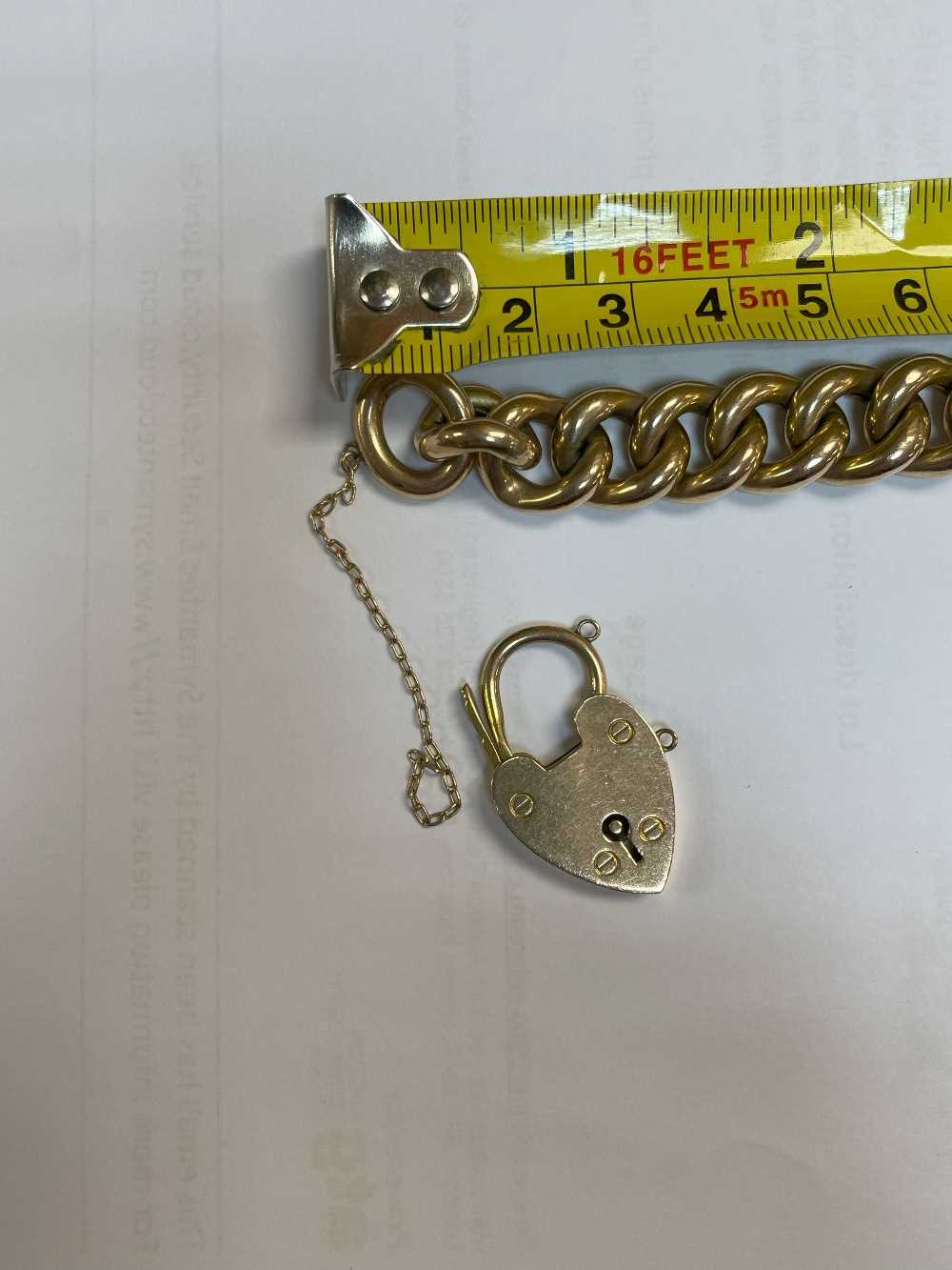 9CT GOLD CURB LINK CHAIN, heart shaped padlock, 36.6gms Provenance: private collection - Image 2 of 5