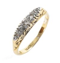 18CT GOLD & PLATINUM FIVE STONE DIAMOND RING, ring size O, 3.2gms Provenance: deceased estate