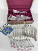 CASED STERLING SILVER PART CANTEEN OF GORHAM CUTLERY FOR EIGHT, stamped 'Gorham Sterling',