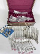 CASED STERLING SILVER PART CANTEEN OF GORHAM CUTLERY FOR EIGHT, stamped 'Gorham Sterling',