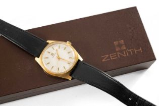 VINTAGE ZENITH GENTS WRISTWATCH, gold plated, manual wind movement, stainless steel back,
